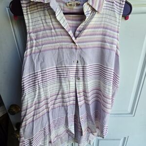 Jane and Delancey Purple and White Striped Tank Top